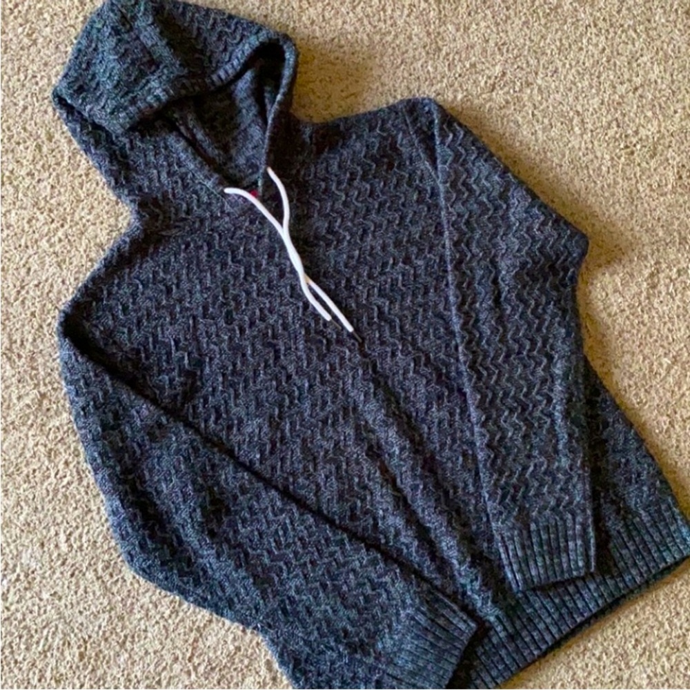 Cozy Gray Hooded Knit Sweater